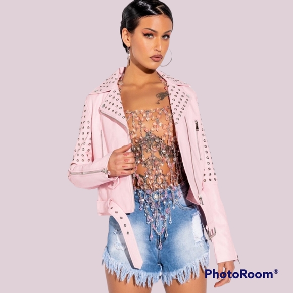 Bebe Rosa Grommet Moto Jacket - Picture 4 of 7